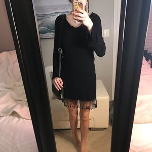 Socialite black dress with fringe-like bottom